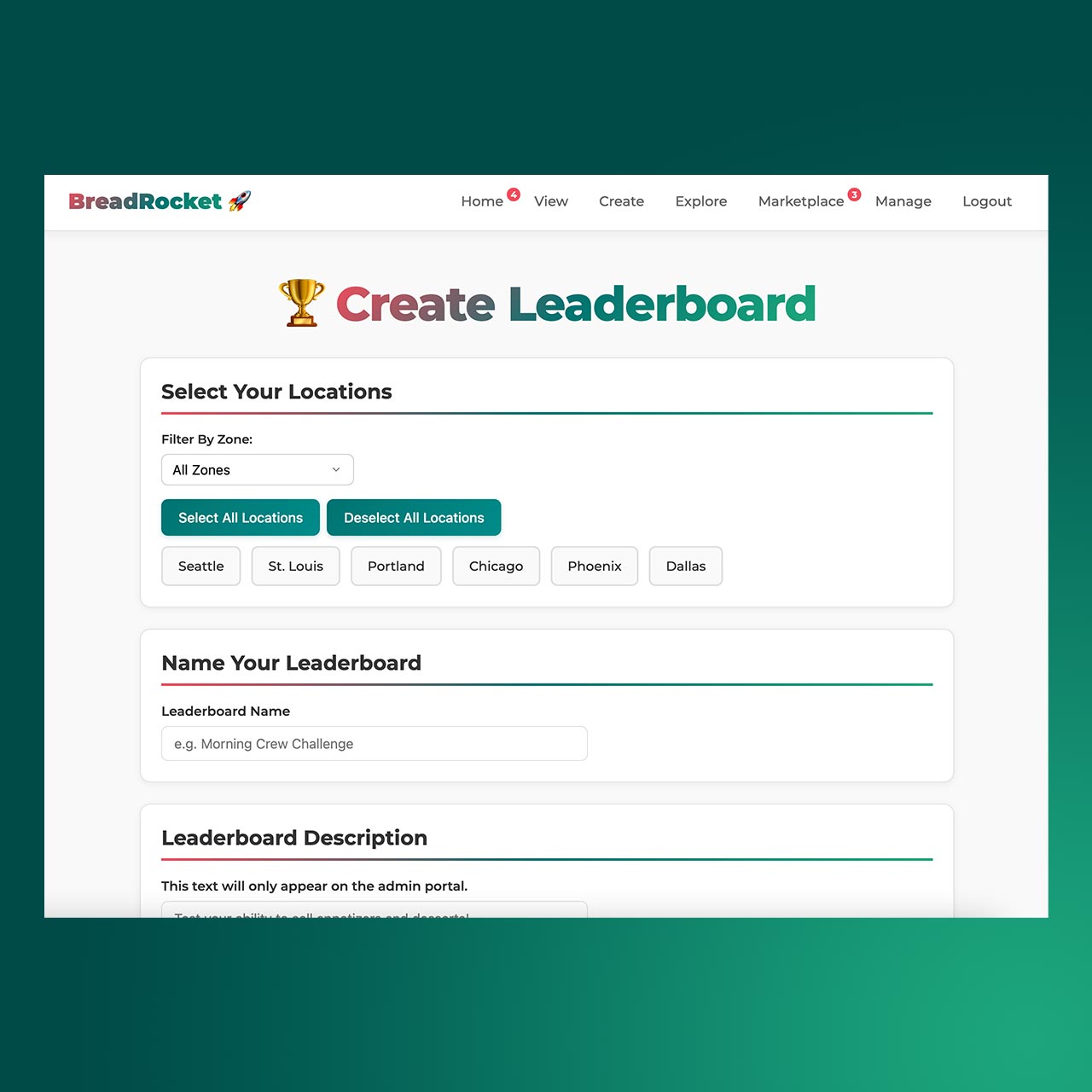Create a leaderboard in BreadRocket