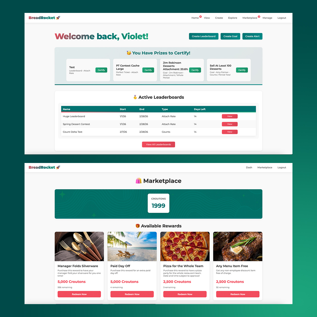 Create a leaderboard in BreadRocket